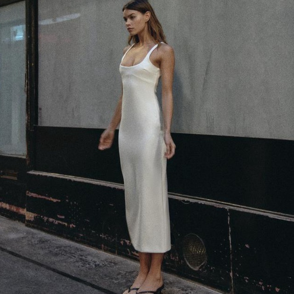Zara Cream Midi Slip Dress